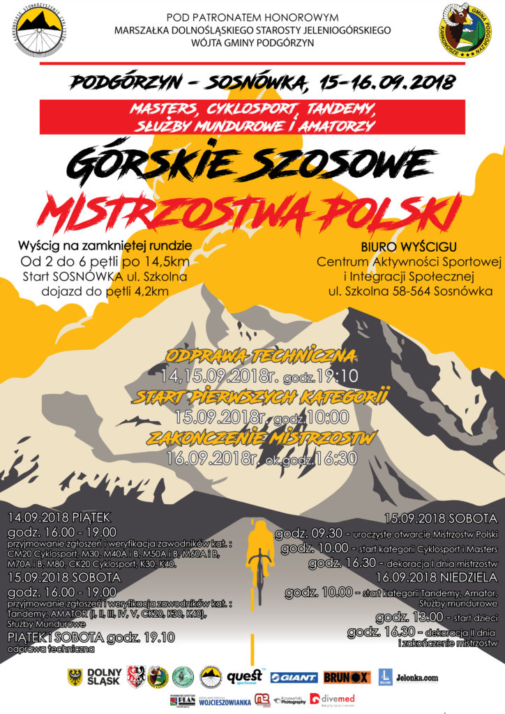 Plakat GSMP MastersCyklosportTandemSłużb Mundurowych oraz Amatorów 15 16.09.2018 Podgórzyn 724x1024